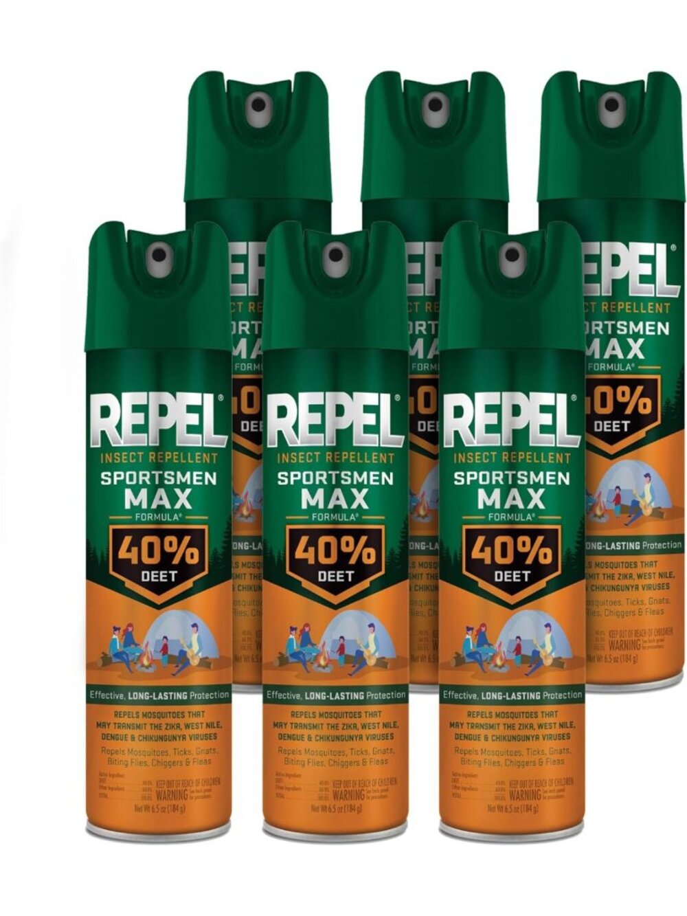 Max Formula Insect Repellent Spray 40% DEET, Long-Lasting, 6.5 oz, 6 Pack